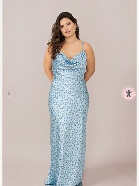 Revelry Light Blue Floral Cowl Neck Maxi Dress